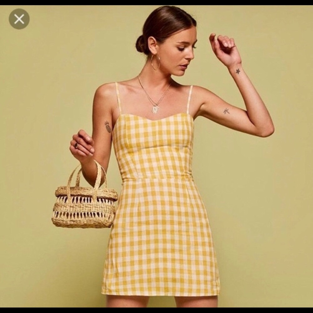 Reformation plaid yellow dress